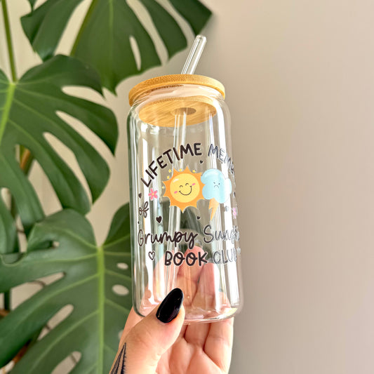 Grumpy Sunshine Book Club ~ Glass Can Mug ~ 16oz
