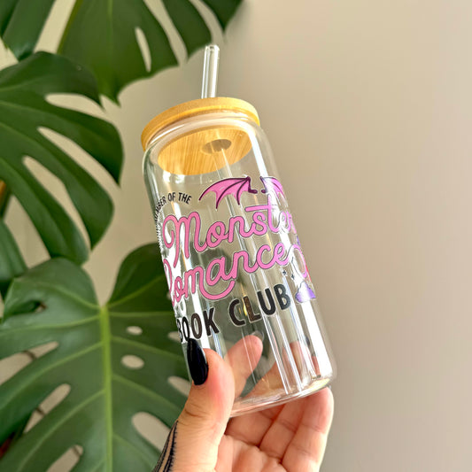 Monster Romance Book Club ~ Glass Can Mug ~ 16oz