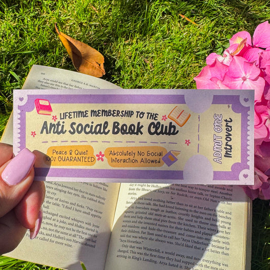 Anti Social Book Club ~ Bookmark - Pae Pukapuka