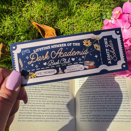 Dark Academia Book Club ~ Bookmark - Pae Pukapuka