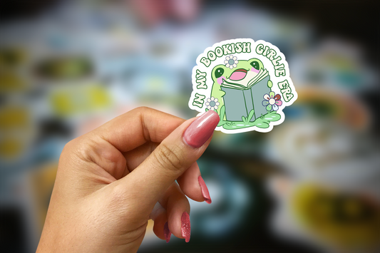 in my bookish girlie era frog ~ vinyl sticker