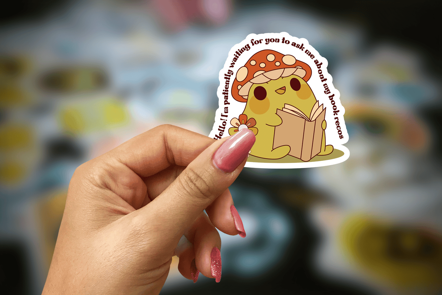 ask me about my book recos~ vinyl sticker - pae pukapuka