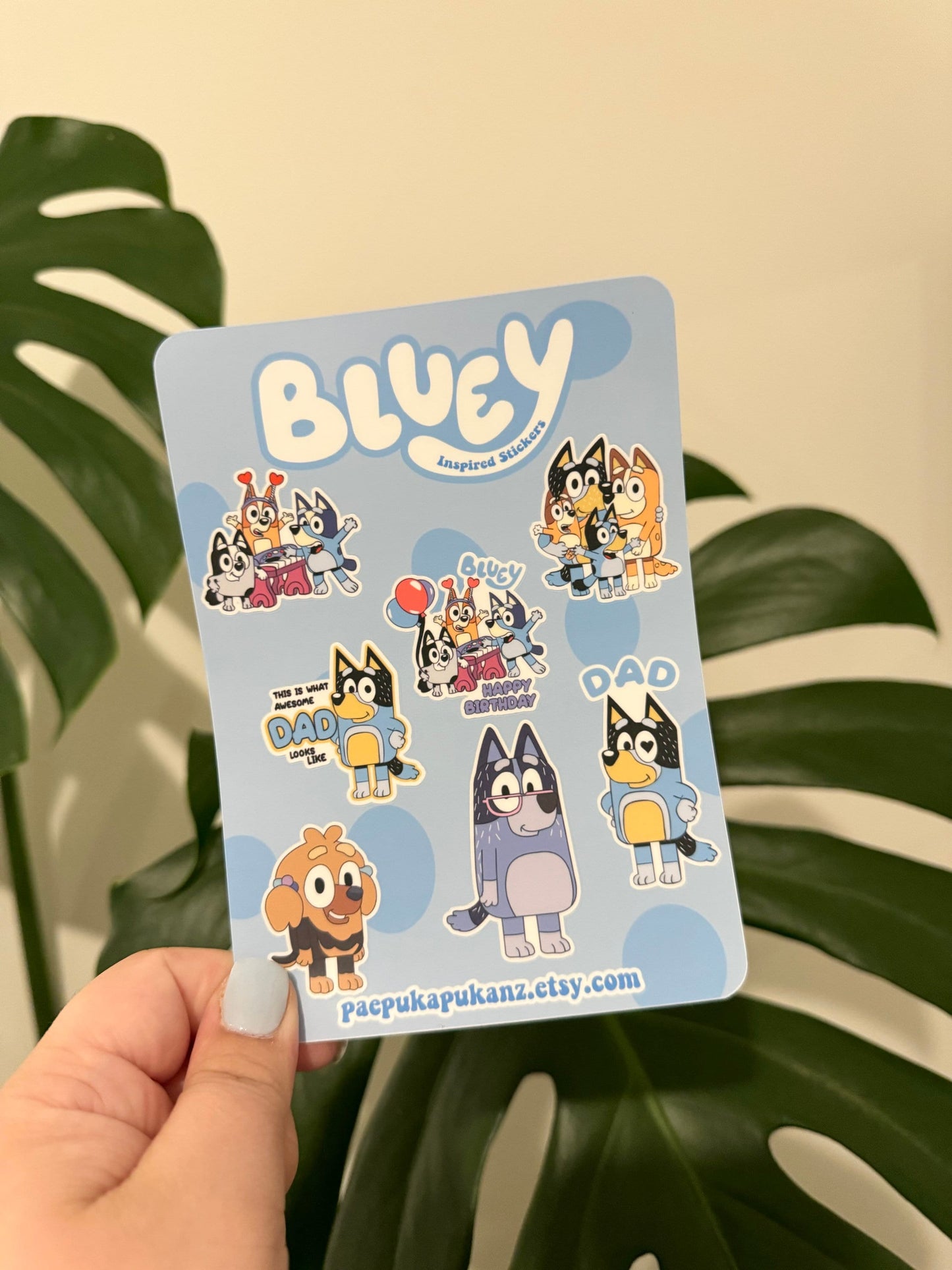 bluey and friends inspired ~ vinyl sticker sheets - pae pukapuka