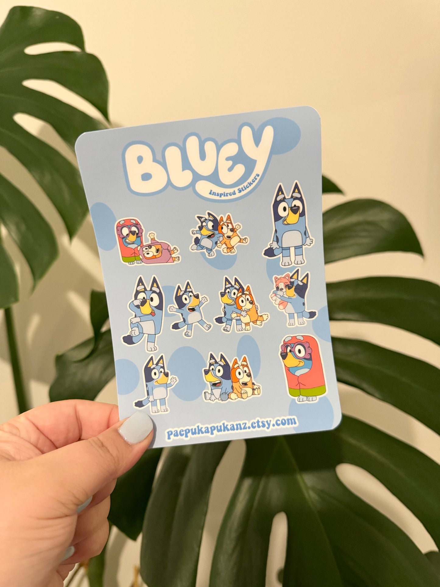 bluey and friends inspired ~ vinyl sticker sheets - pae pukapuka