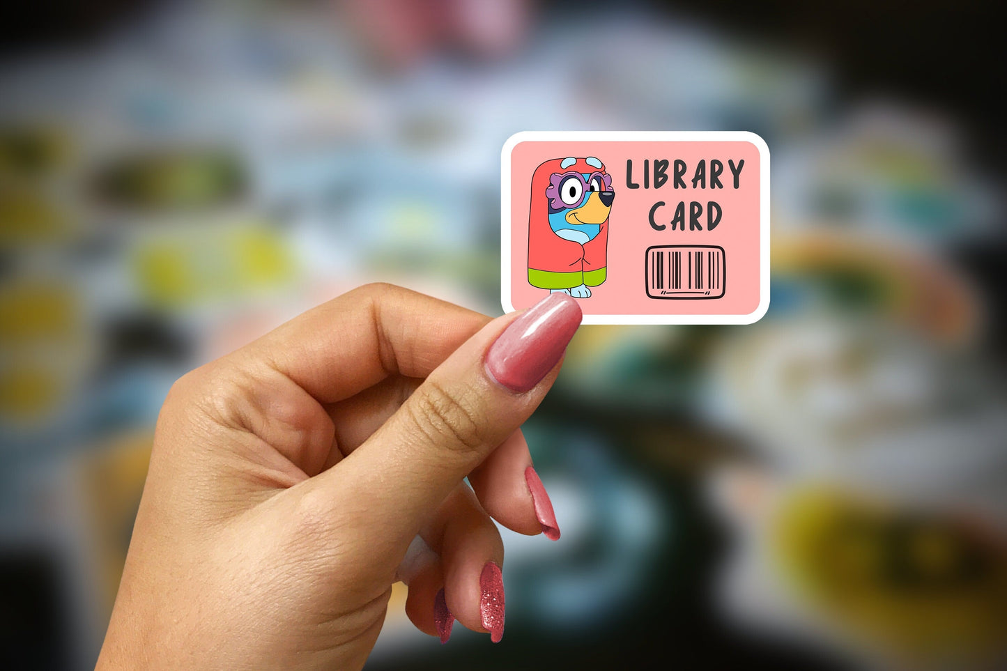 bluey library card ~ vinyl sticker - pae pukapuka