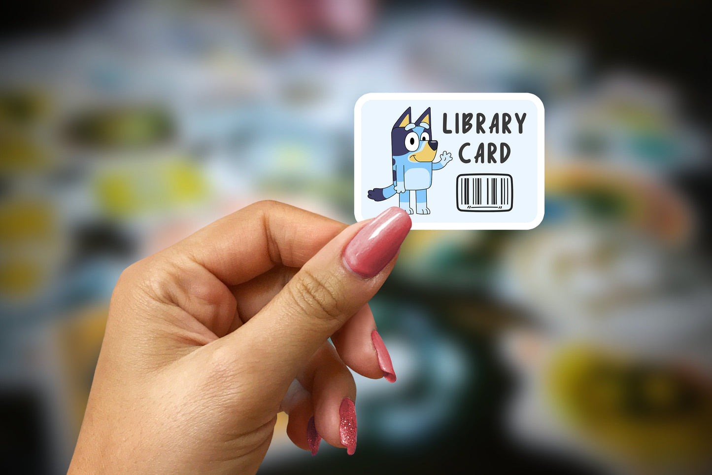 bluey library card ~ vinyl sticker - pae pukapuka