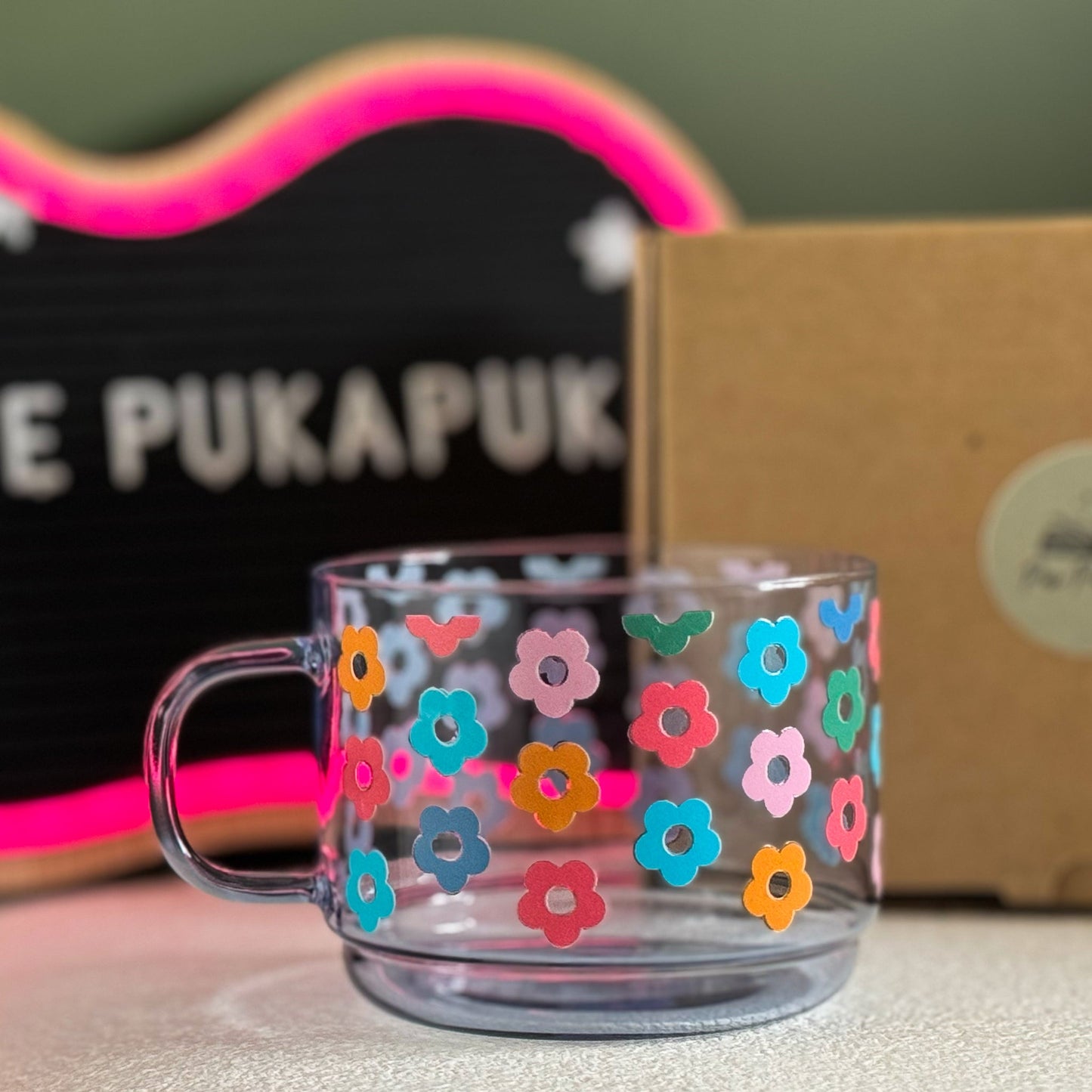 blushing blue glass mug ~ limited run - pae pukapuka