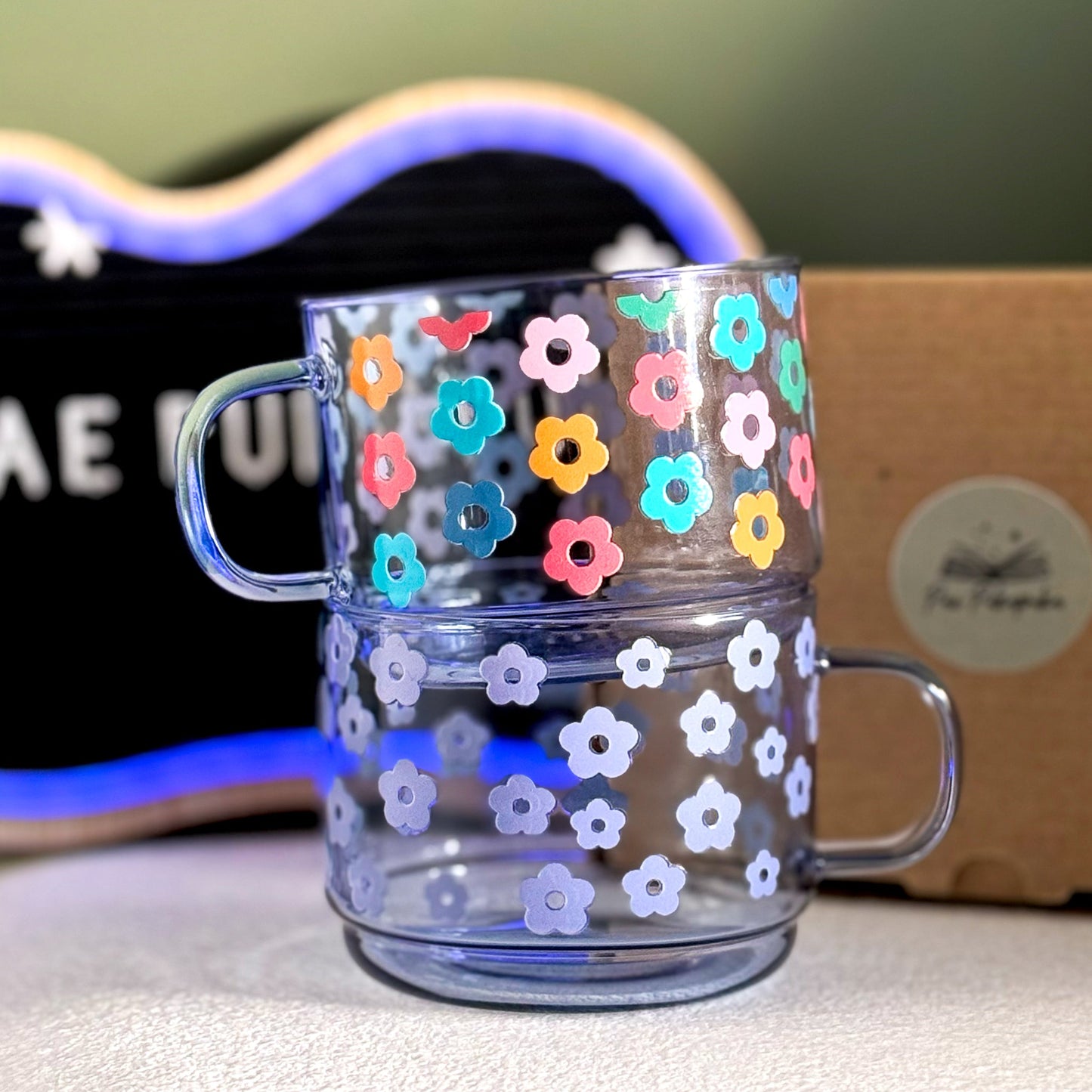 blushing blue glass mug ~ limited run - pae pukapuka