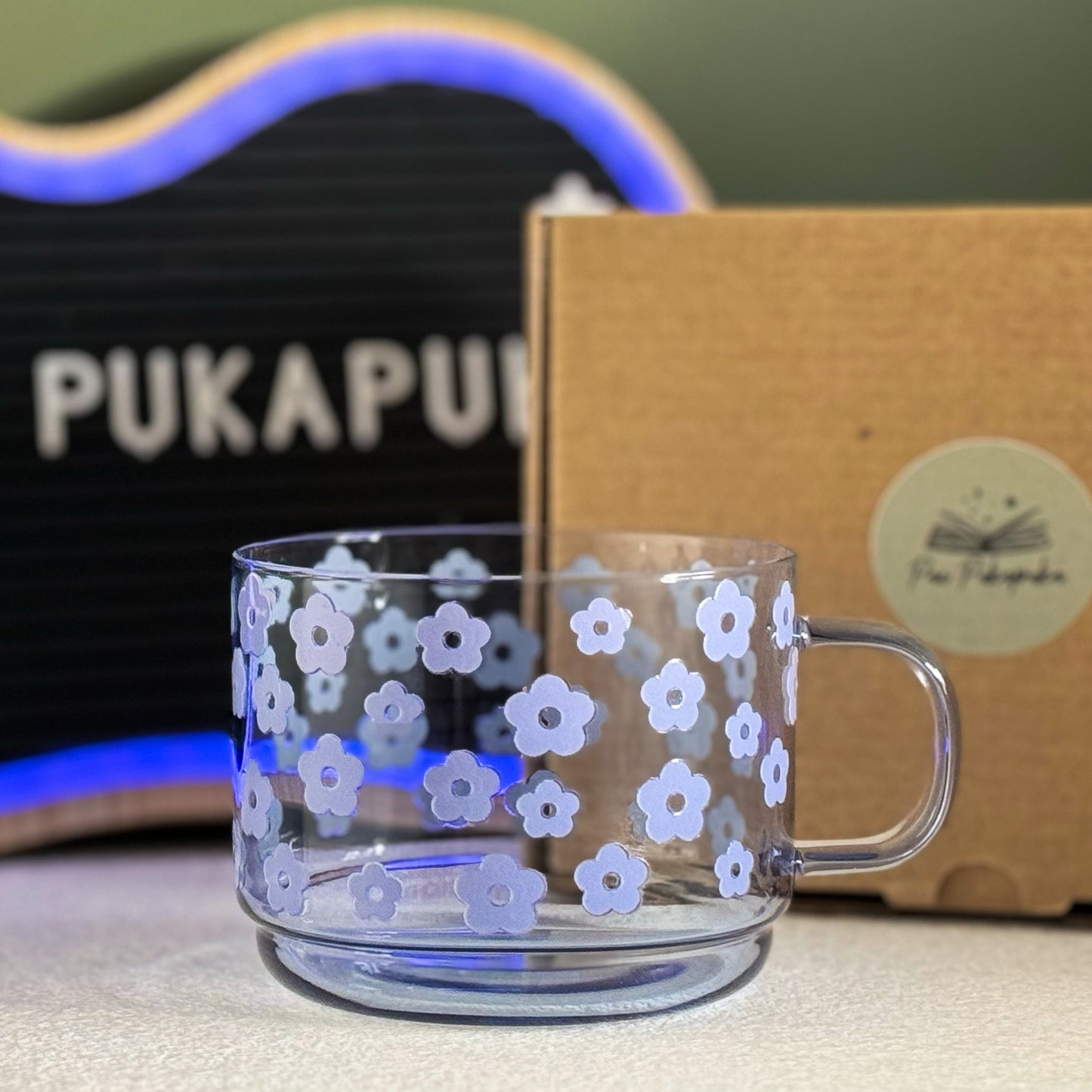 blushing blue glass mug ~ limited run - pae pukapuka