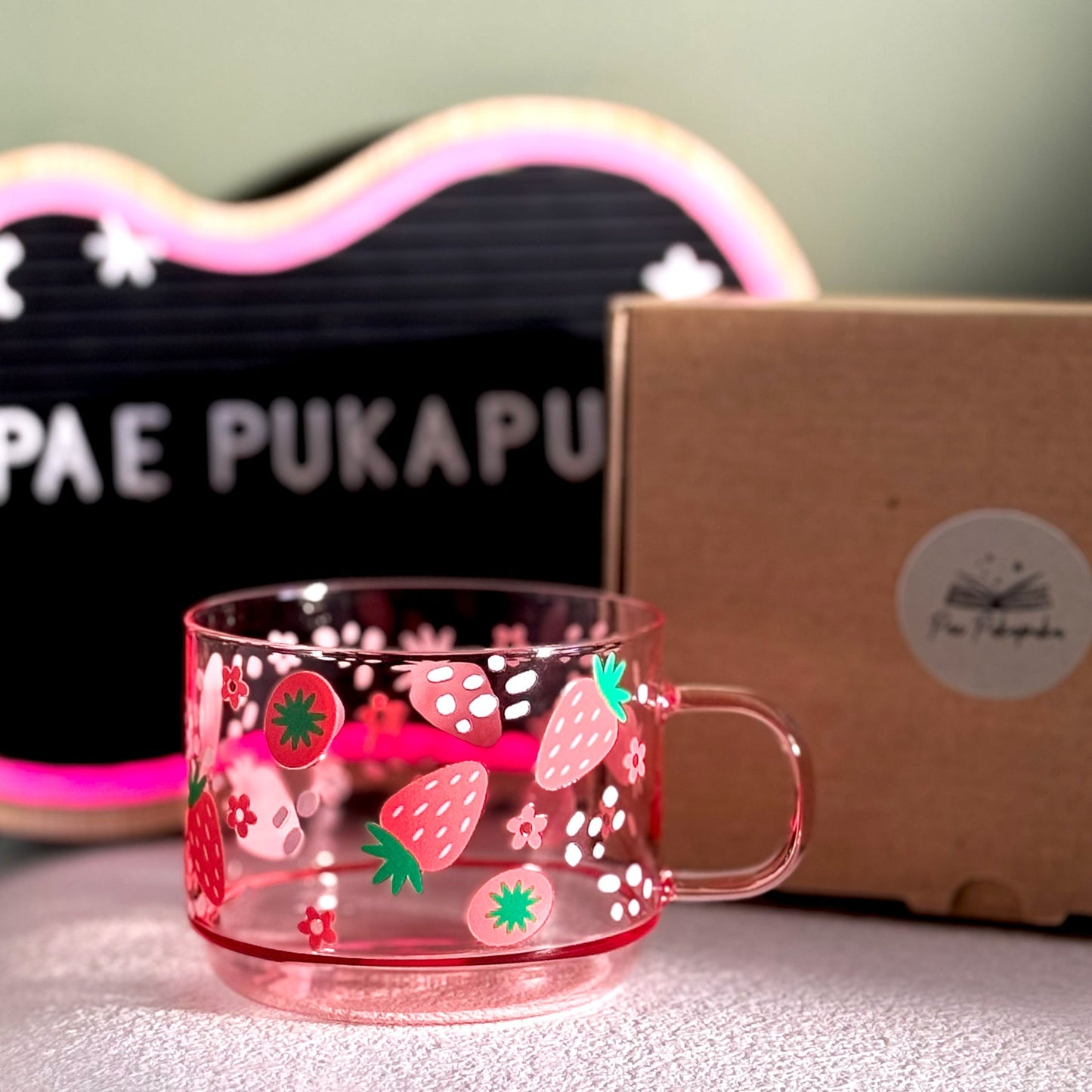 blushing pink glass mug ~ limited run - pae pukapuka