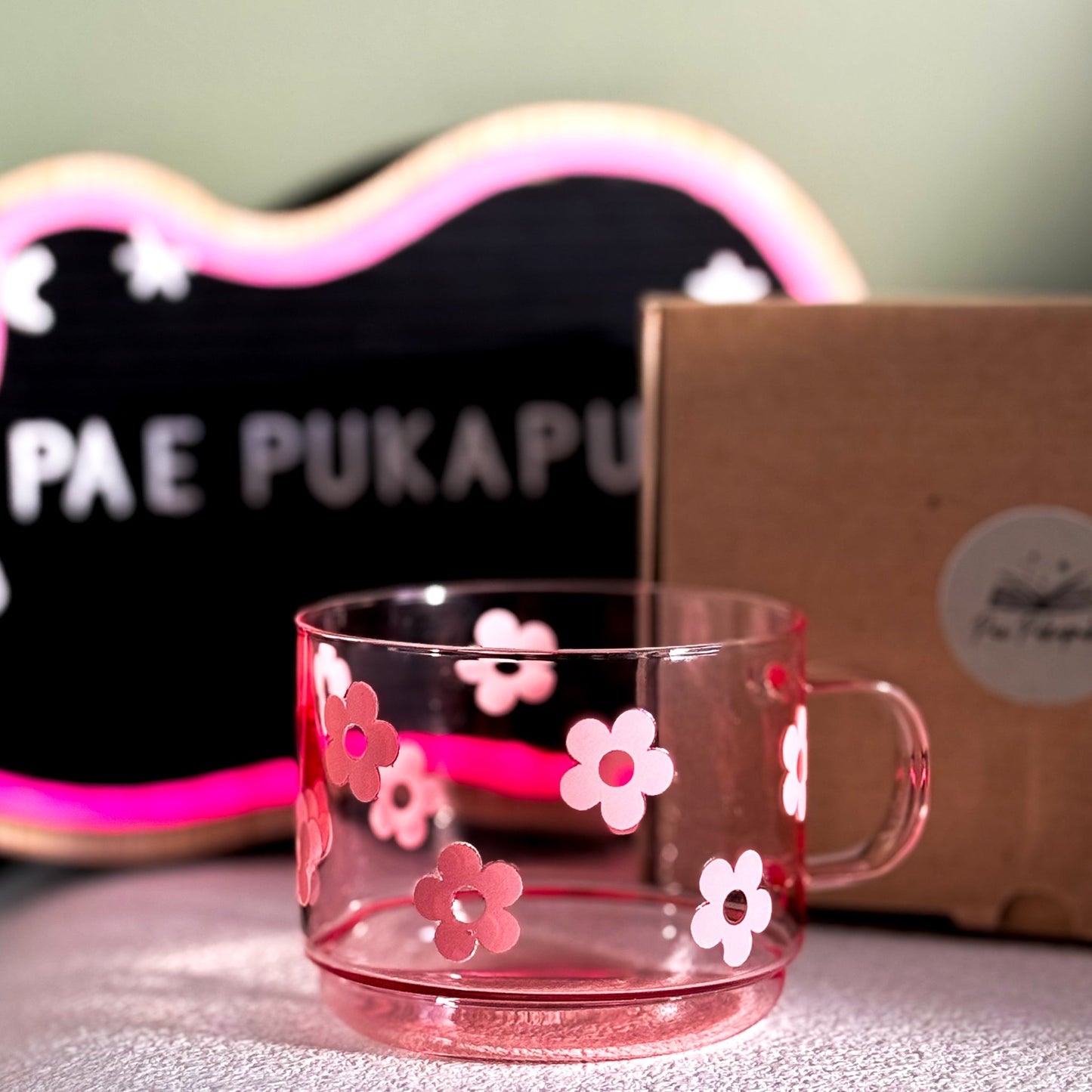 blushing pink glass mug ~ limited run - pae pukapuka