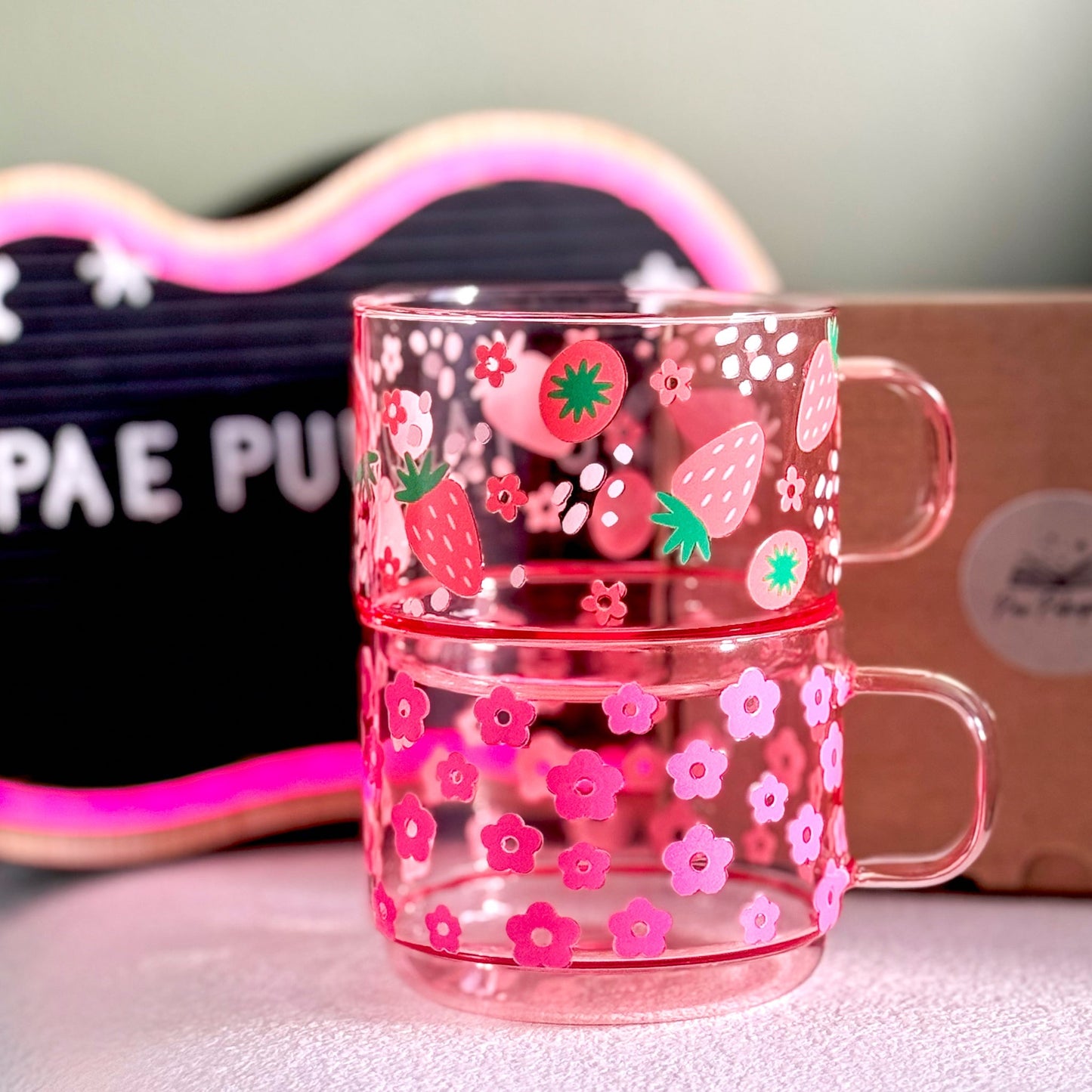 blushing pink glass mug ~ limited run - pae pukapuka