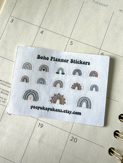 Boho Planner Stickers ~ Mini Planner Sticker Sheet - Pae Pukapuka