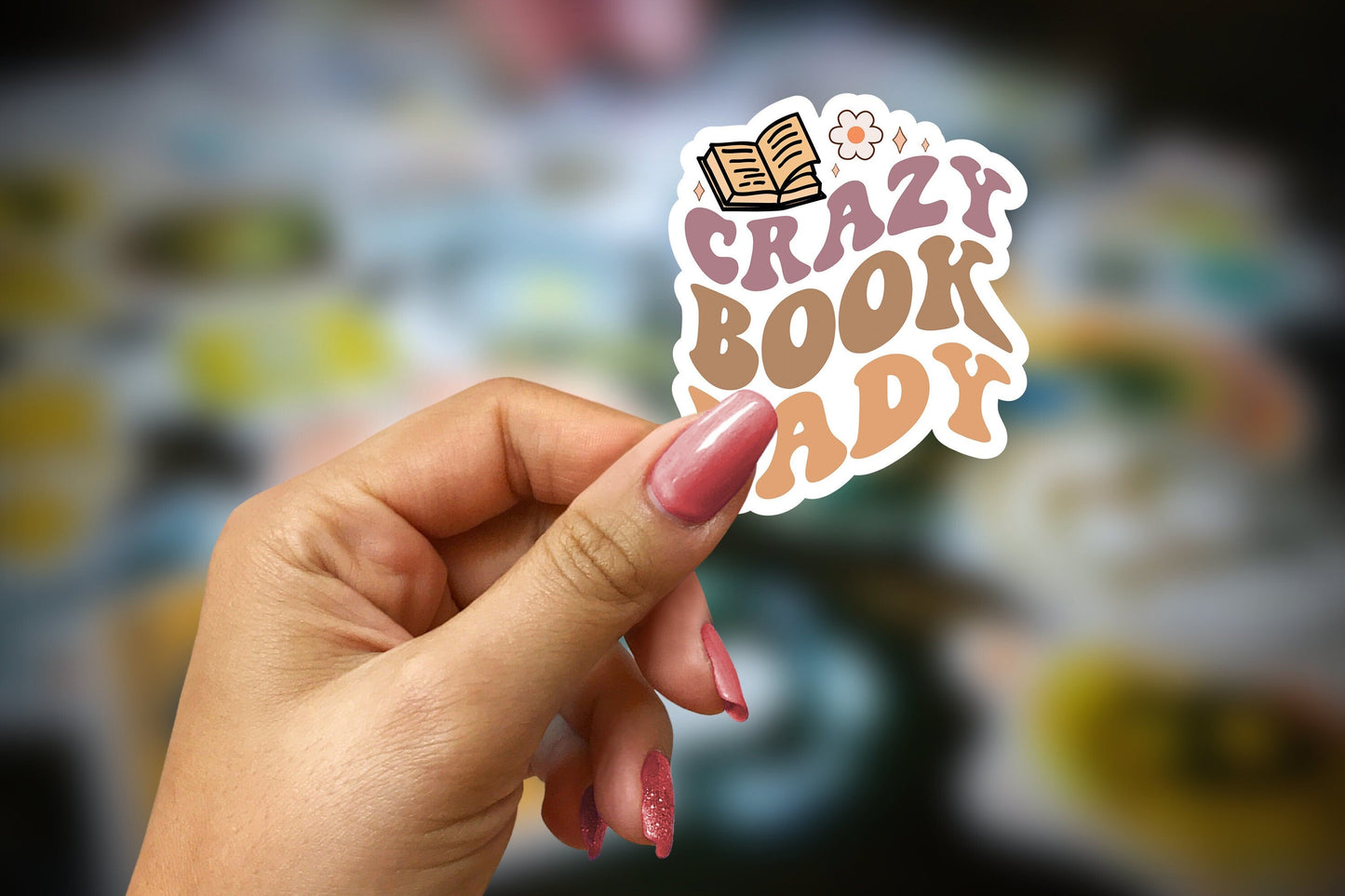 crazy book lady ~ vinyl sticker - pae pukapuka