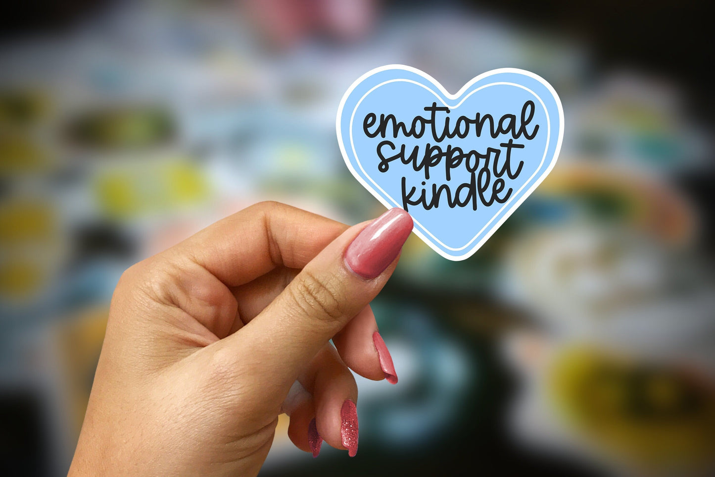 emotional support kindle | blue + black ~ vinyl sticker - pae pukapuka