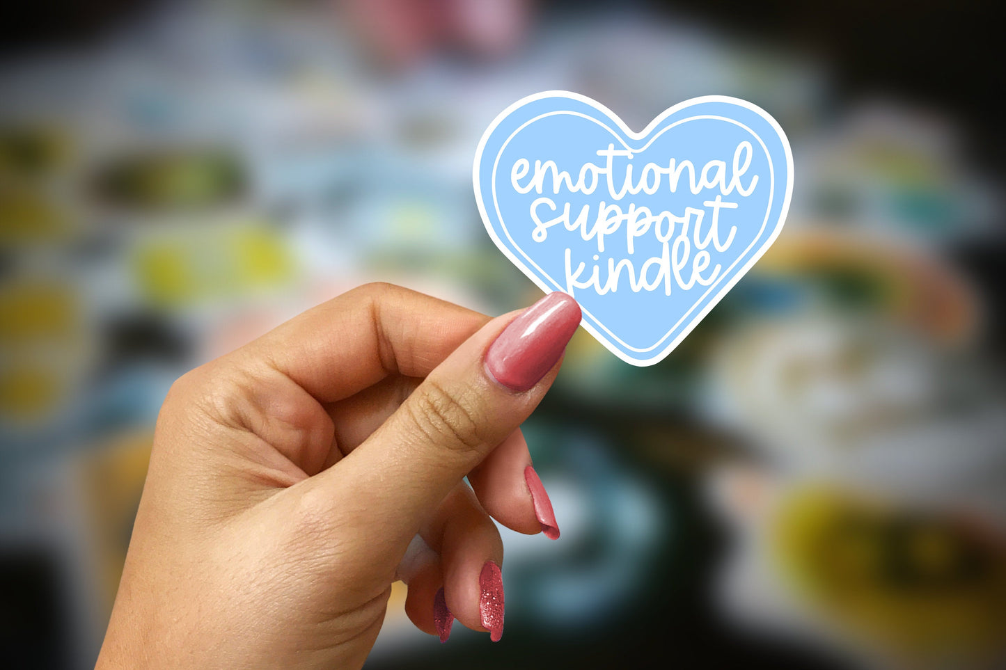 emotional support kindle | blue + white ~ vinyl sticker - pae pukapuka