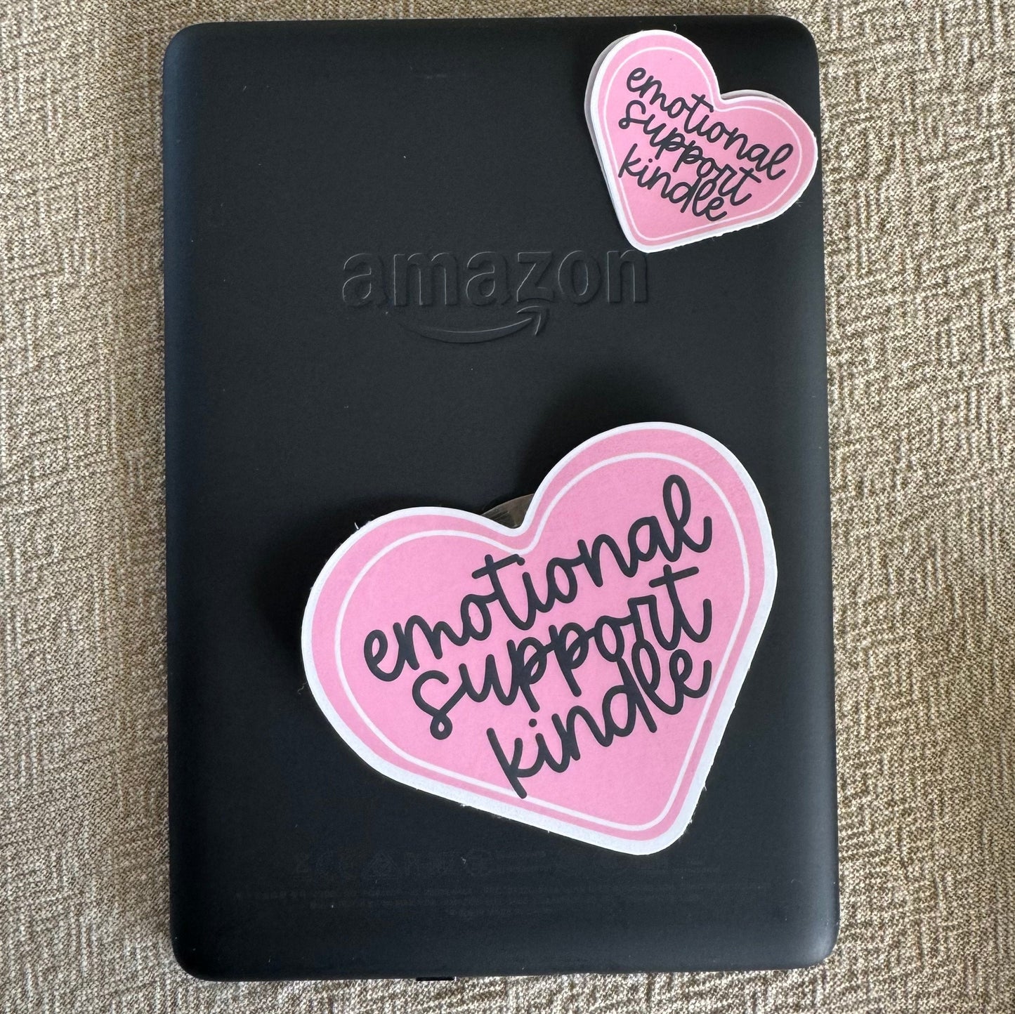 emotional support kindle | pink + black ~ vinyl sticker - pae pukapuka