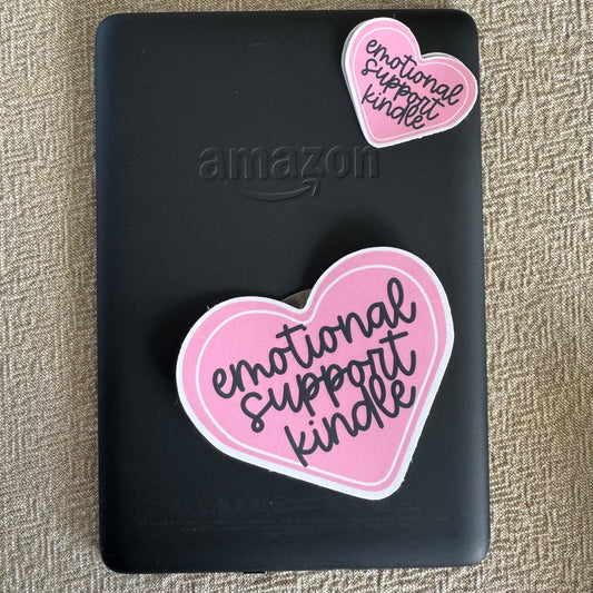 emotional support kindle | pink + black ~ vinyl sticker - Pae Pukapuka