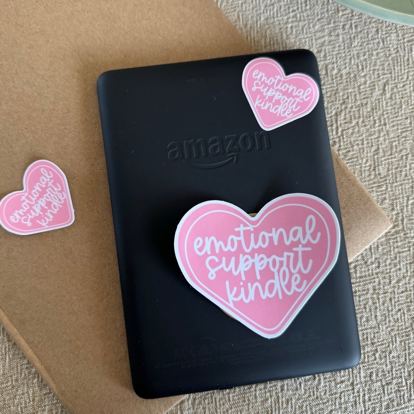 emotional support kindle | pink + white ~ vinyl sticker - pae pukapuka