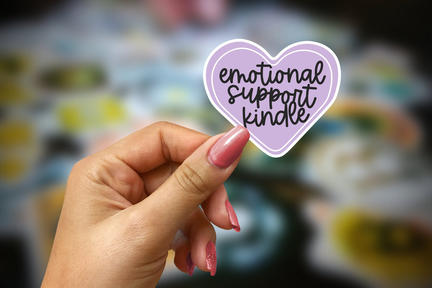 emotional support kindle | purple + black ~ vinyl sticker - pae pukapuka