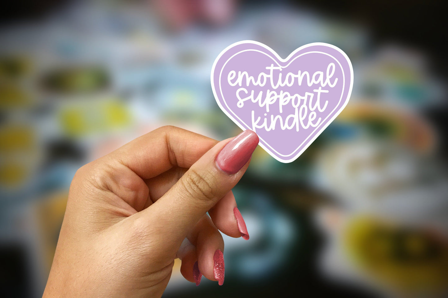 emotional support kindle | purple + white ~ vinyl sticker - pae pukapuka