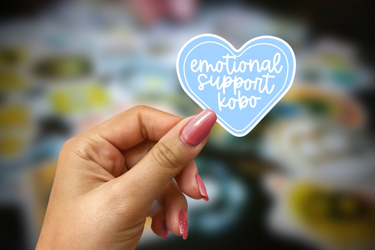 emotional support kobo | blue + white ~ vinyl sticker - pae pukapuka