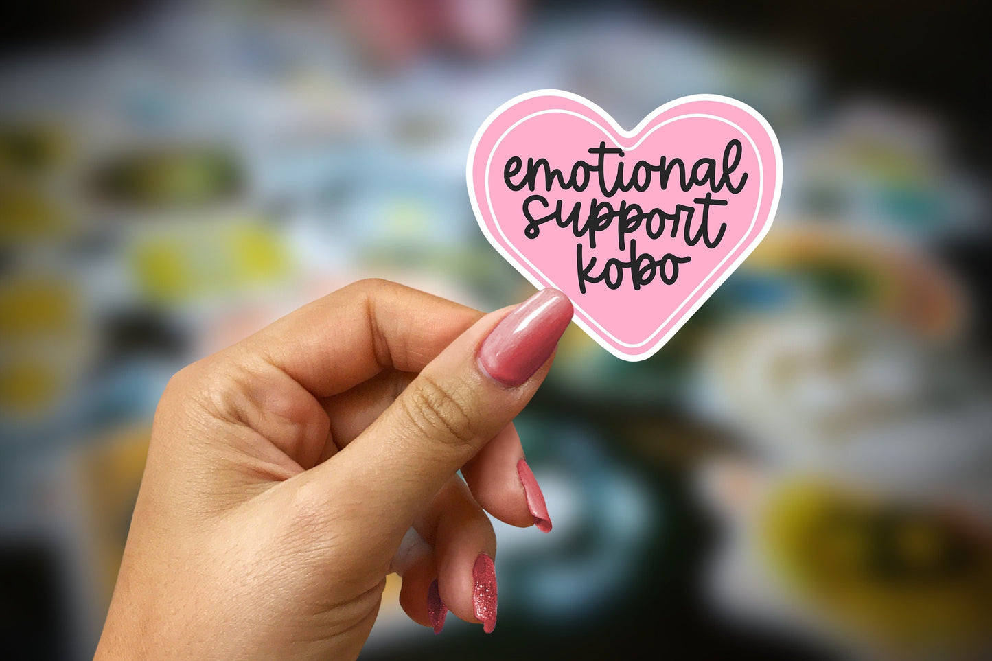 emotional support kobo | pink + black ~ vinyl sticker - pae pukapuka