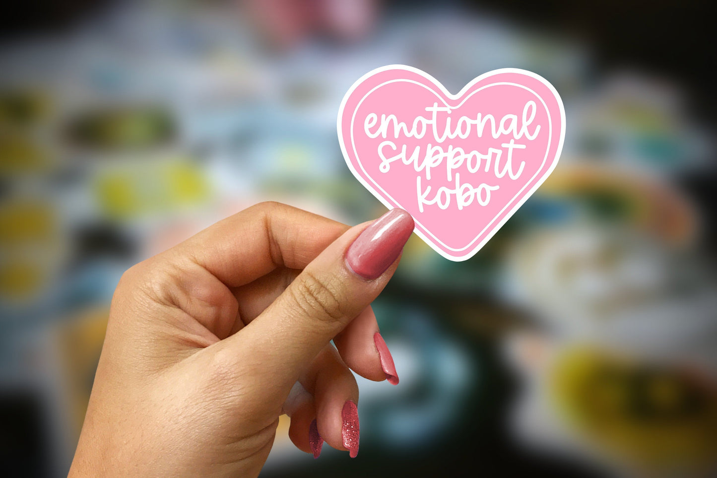 emotional support kobo | pink + white ~ vinyl sticker - pae pukapuka