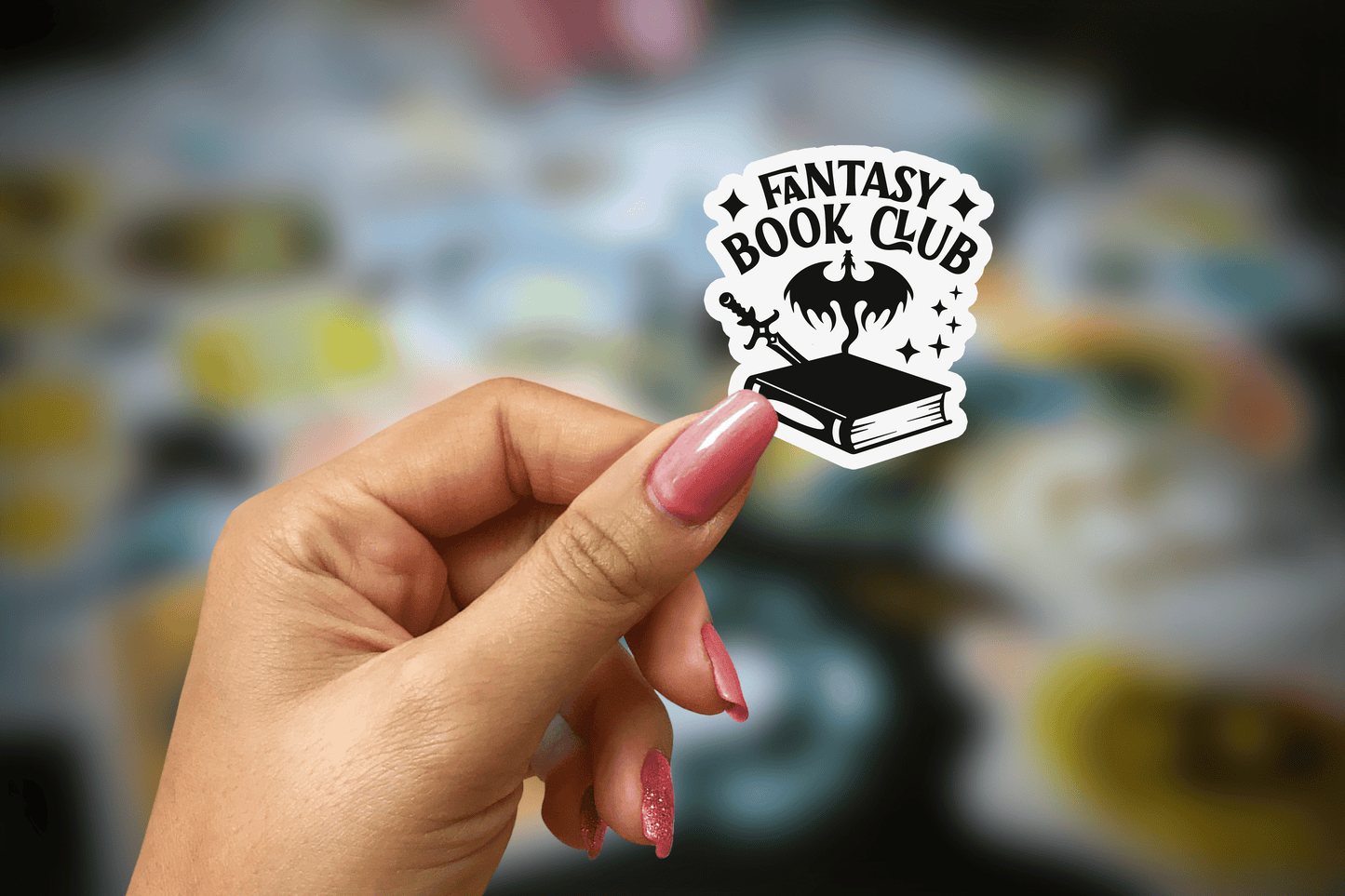 fantasy book club ~ vinyl sticker - pae pukapuka