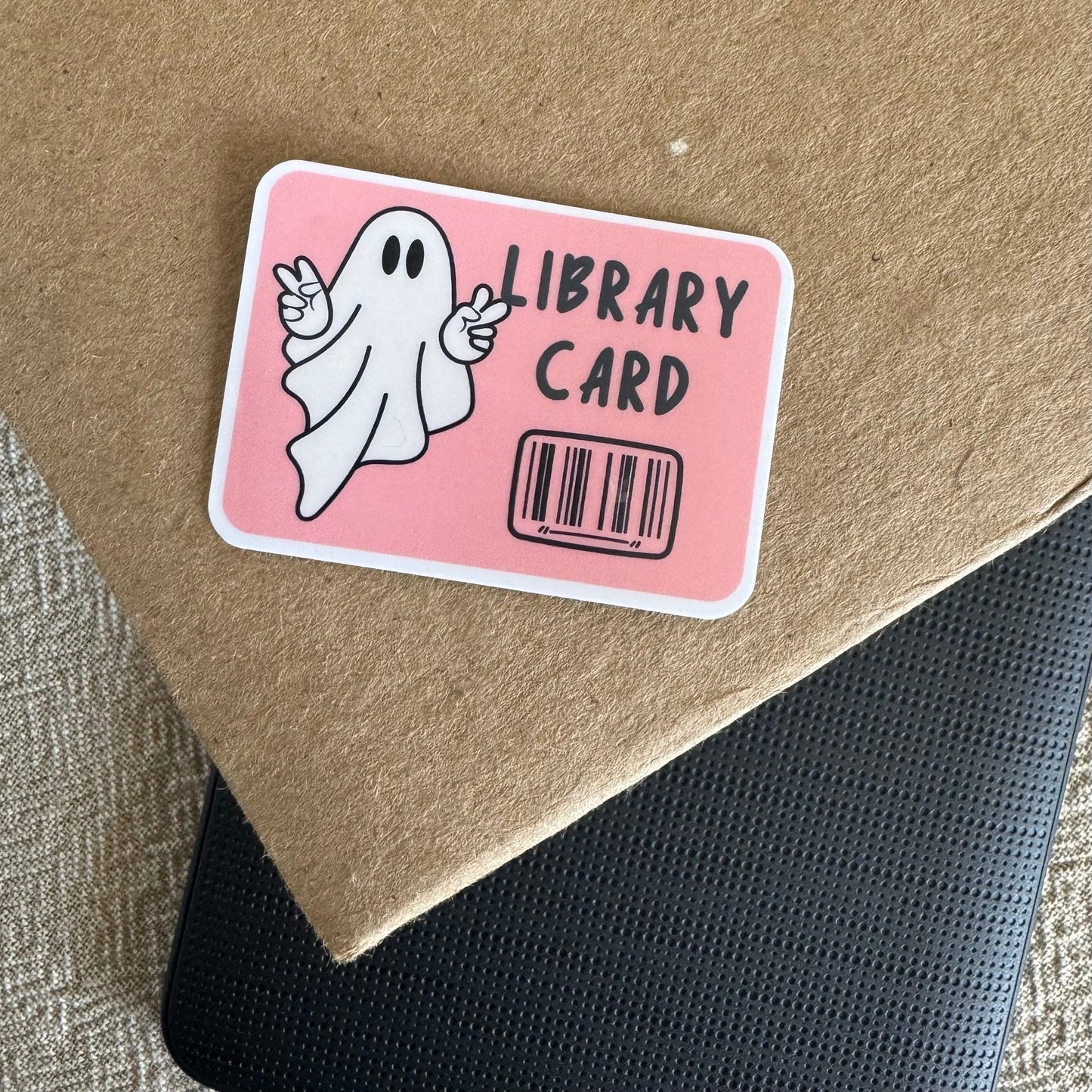 ghost library card ~ vinyl sticker - pae pukapuka