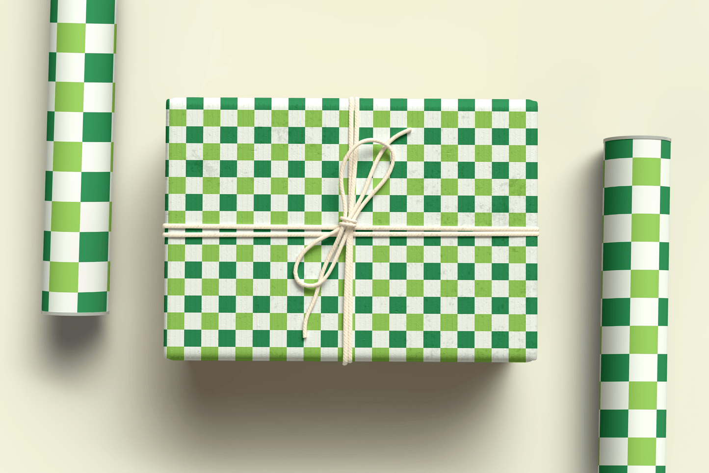 green checkered christmas wrapping paper ~ a3 - pae pukapuka