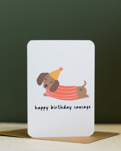 happy birthday sausage ~ greeting card - Pae Pukapuka