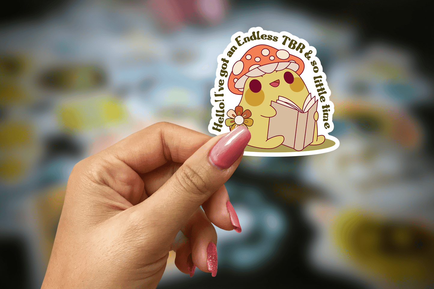 hello! i've got an endless tbr & so little time ~ vinyl sticker - pae pukapuka