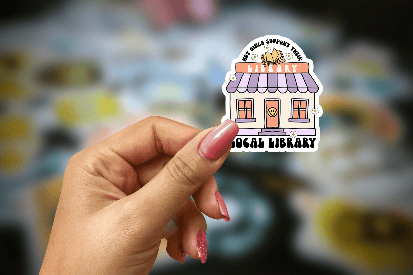 hot girls support their local library ~ vinyl sticker - pae pukapuka