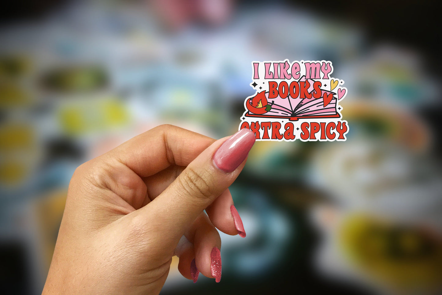 i like my books extra spicy ~ vinyl sticker - pae pukapuka