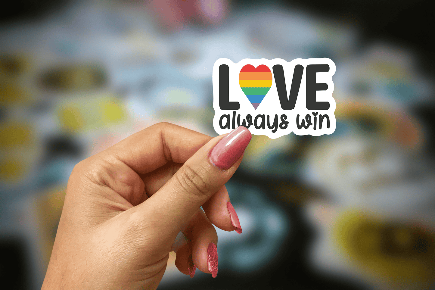 love always win ~ pride ~ vinyl sticker - pae pukapuka