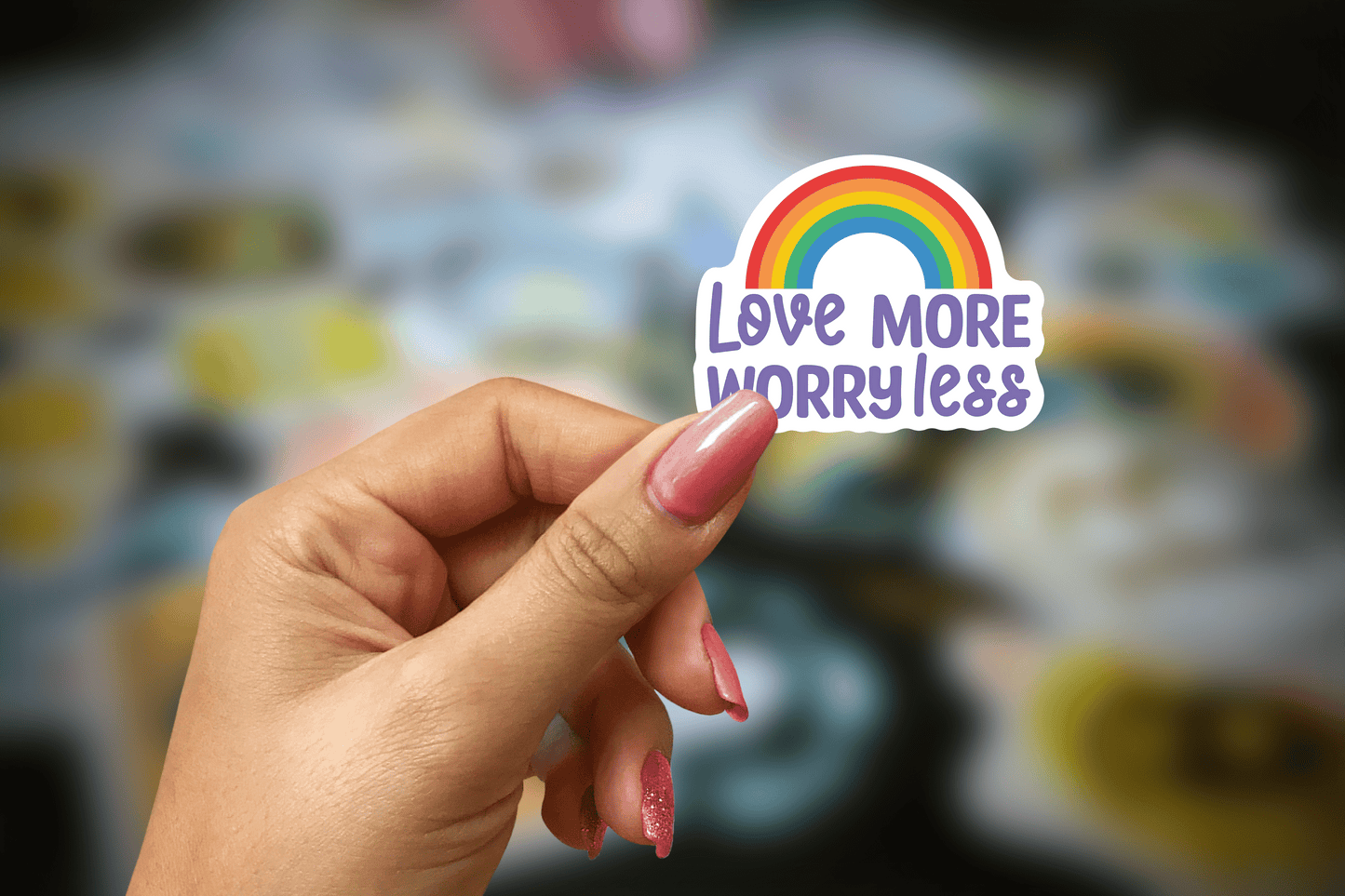 love more worry less ~ pride ~ vinyl sticker - pae pukapuka