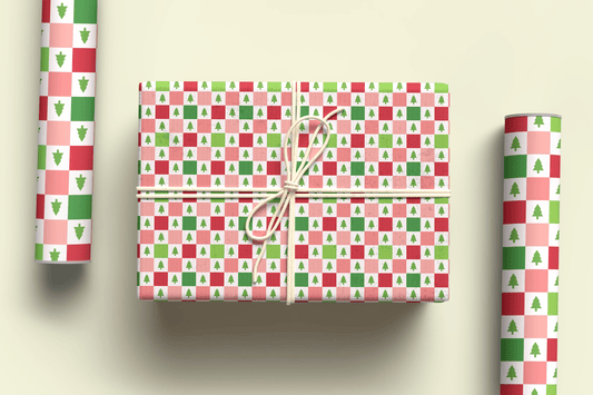 Pink and Green Christmas Wrapping Paper ~ A3 - Pae Pukapuka