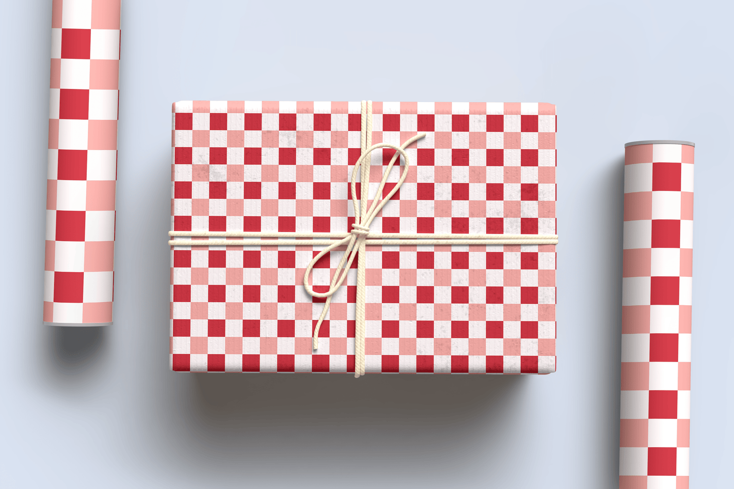 red checkered christmas wrapping paper ~ a3 - pae pukapuka