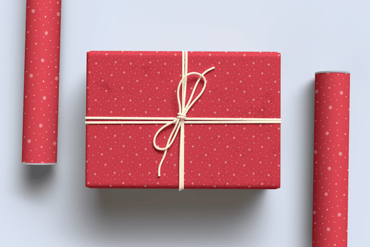 Red Snow Christmas Wrapping Paper ~ A3 - Pae Pukapuka