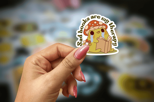 sad books are my therapy ~ vinyl sticker - Pae Pukapuka