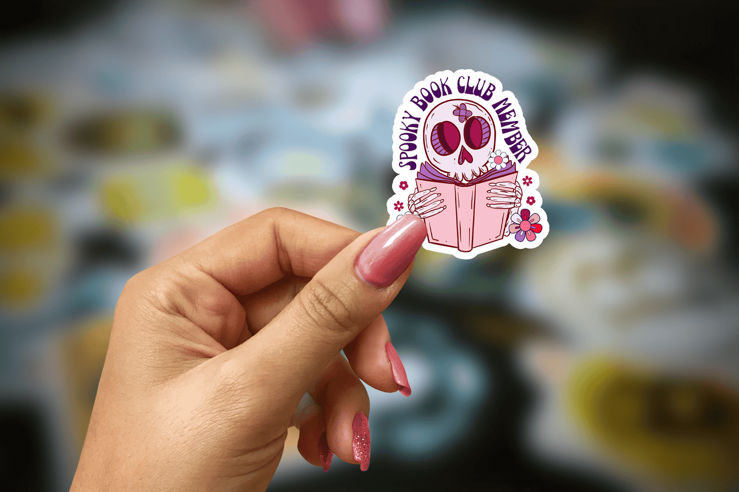 spooky book club member ~ vinyl sticker - pae pukapuka