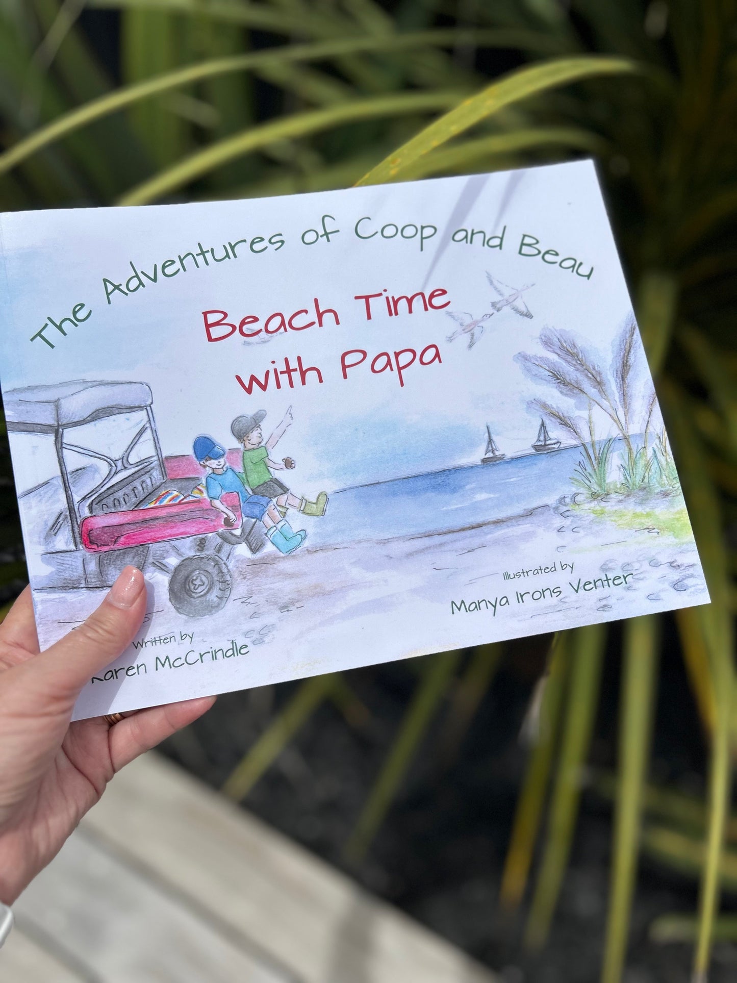 the adventures of coop and beau - beach time with papa - karen mccrindle - pae pukapuka