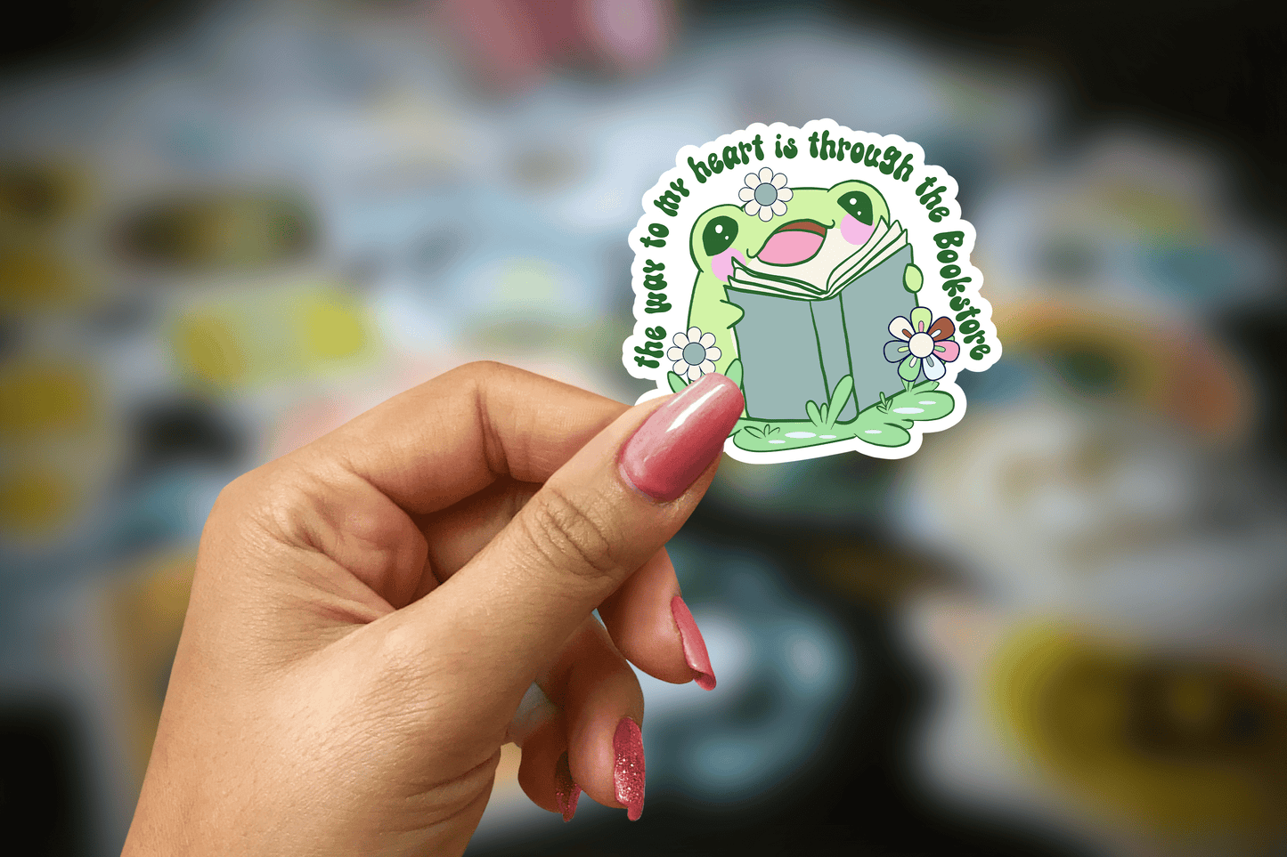 the way to my heart is through the bookstore ~ vinyl sticker - pae pukapuka