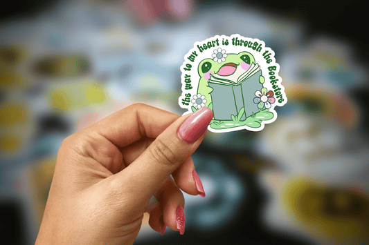 the way to my heart is through the bookstore ~ vinyl sticker - Pae Pukapuka