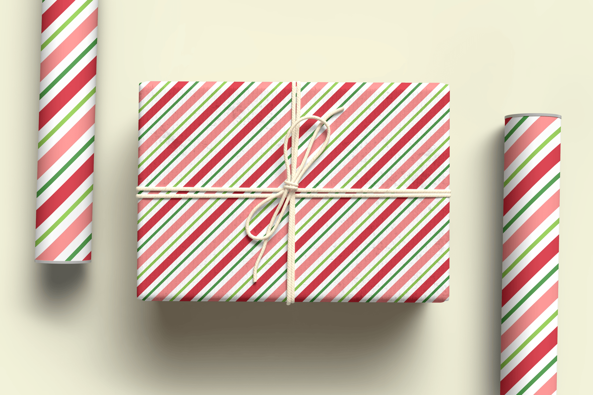 Thick Diagonal Stripe Christmas Wrapping Paper ~ A3 - Pae Pukapuka