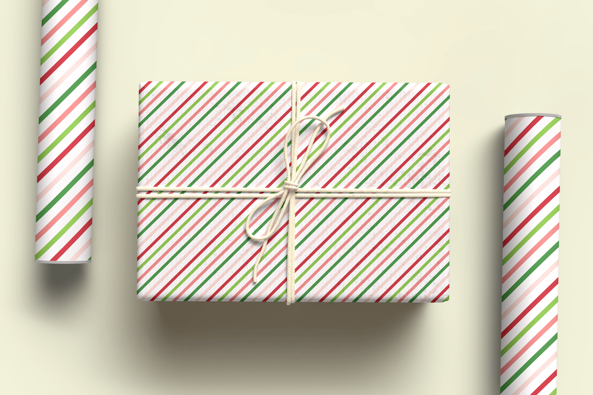 Thin Diagonal Stripe Christmas Wrapping Paper ~ A3 - Pae Pukapuka